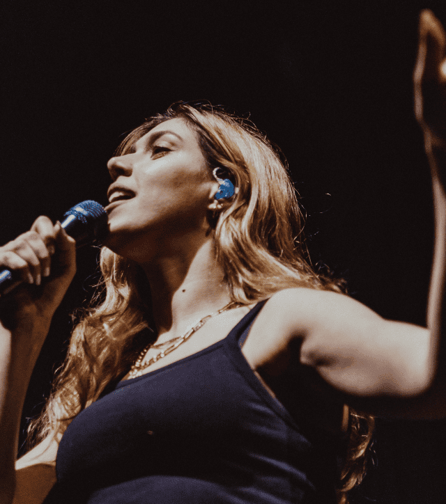 Female singer performing